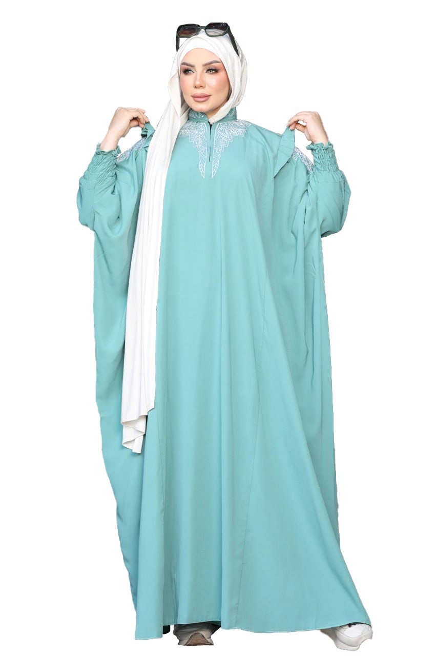 Women's Abaya - Gamal Sons, Model 7123, 1 Piece, Luxury - Mint Green