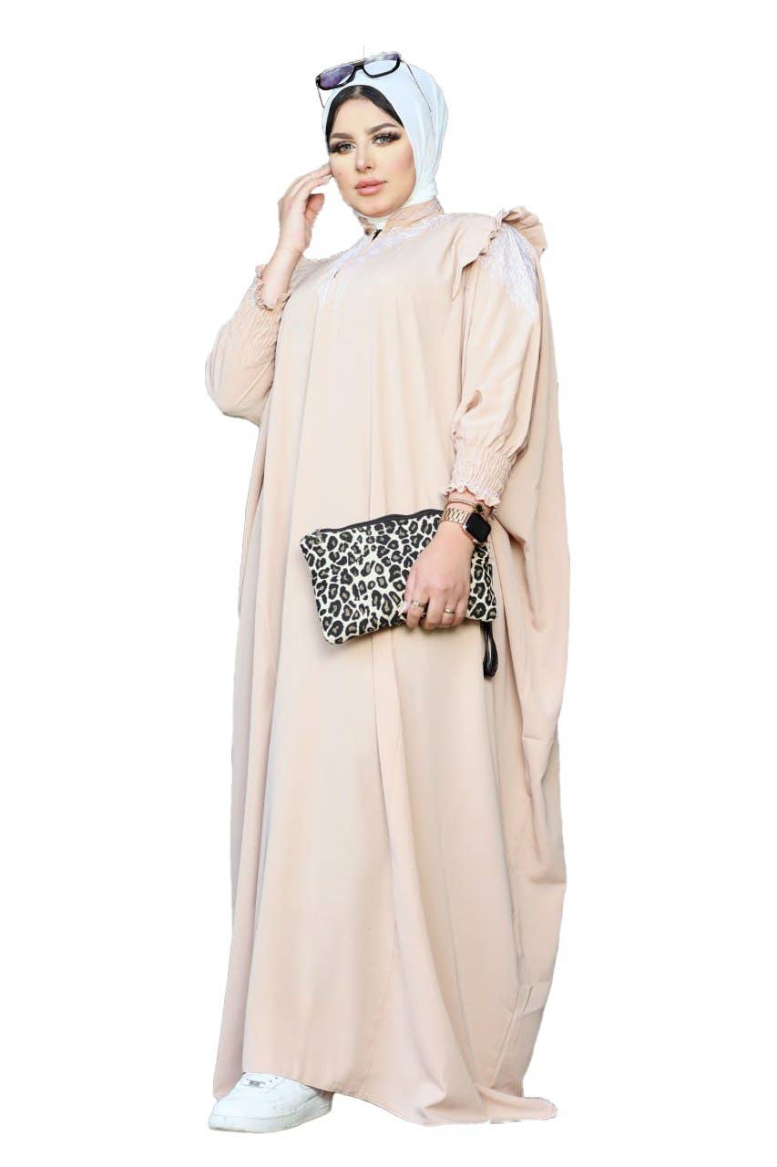 Women's Abaya - Gamal Sons, Royal Crepe, Model 7123, 1 Piece, Luxury - Beige