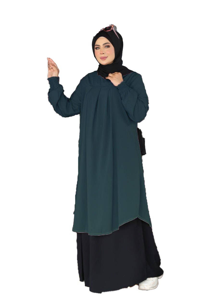Women's Abaya - Gamal Sons, Royal Crepe, Model 8154, 2 Pieces, Luxury - Petrol Blue