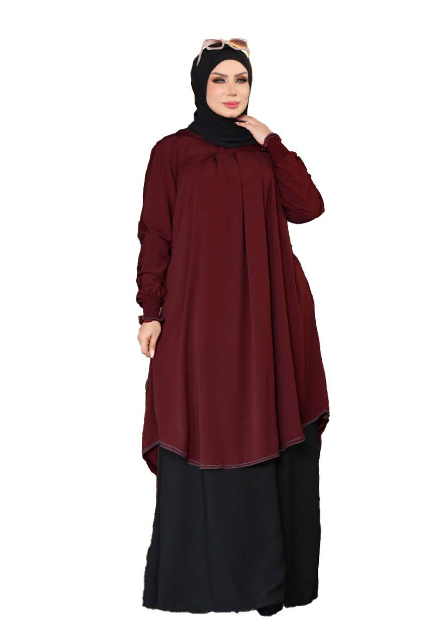 Women's Abaya - Gamal Sons, Model 8154, 2 Pieces, Luxury - Burgundy