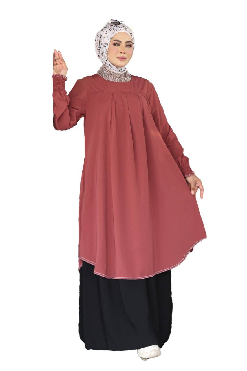 Women's Abaya - Gamal Sons, Royal Crepe, Model 8154, 2 Pieces, Luxury - Burgundy