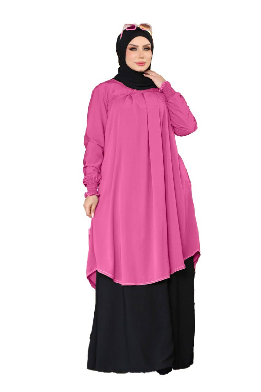 Women's Abaya - Gamal Sons, Royal Crepe, Model 8154, 2 Pieces - Pink