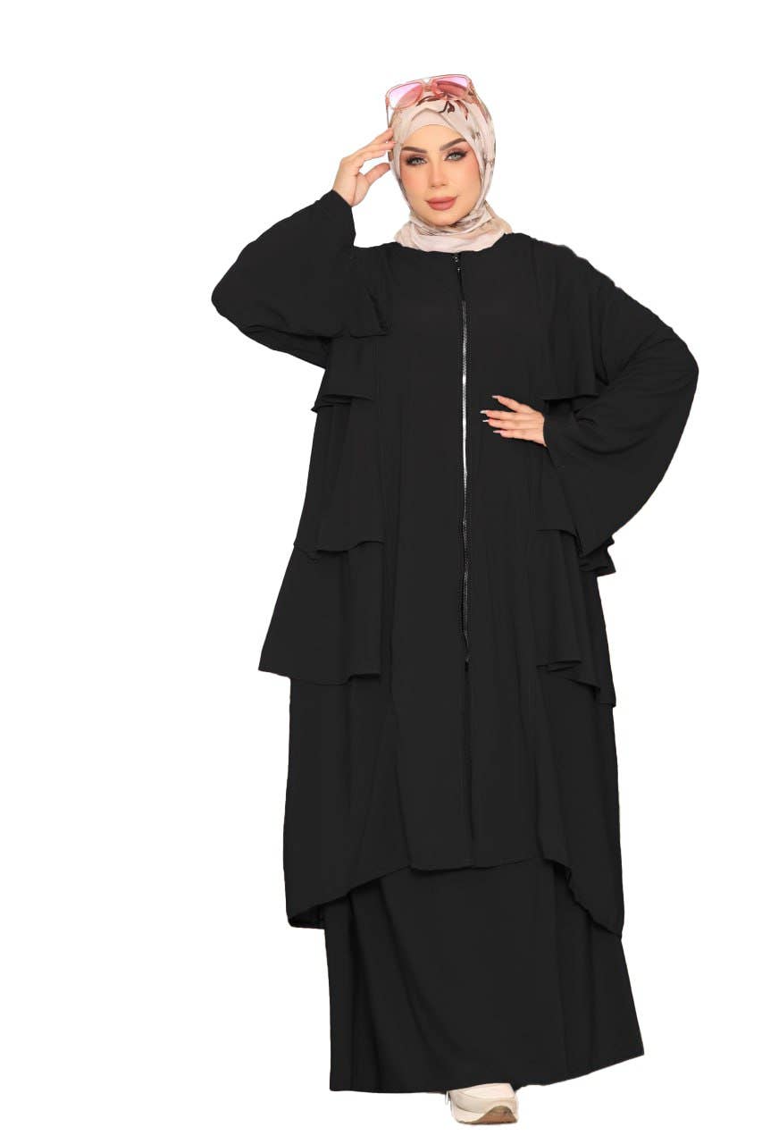 Women's Abaya - Gamal Sons, Model 8160, 2 Pieces, Luxury - Black