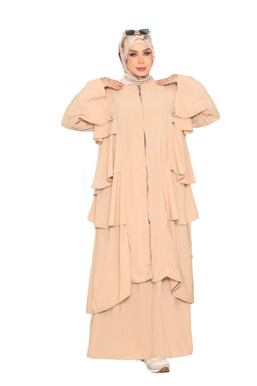 Women's Abaya - Gamal Sons, Royal Crepe, Model 8160, 2 Pieces - Beige