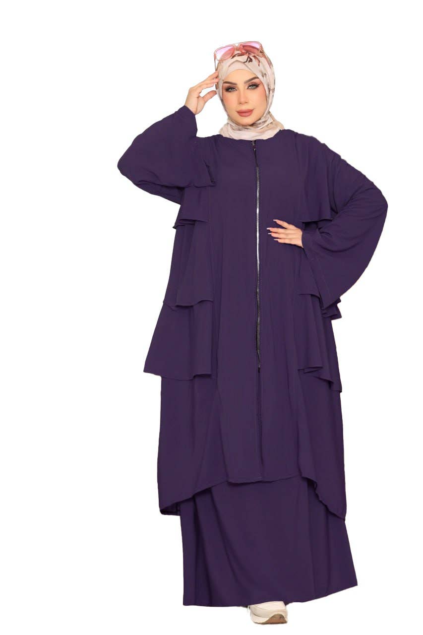 Women's Abaya - Gamal Sons, Royal Crepe, Model 8160, 2 Pieces, Luxury - Blue