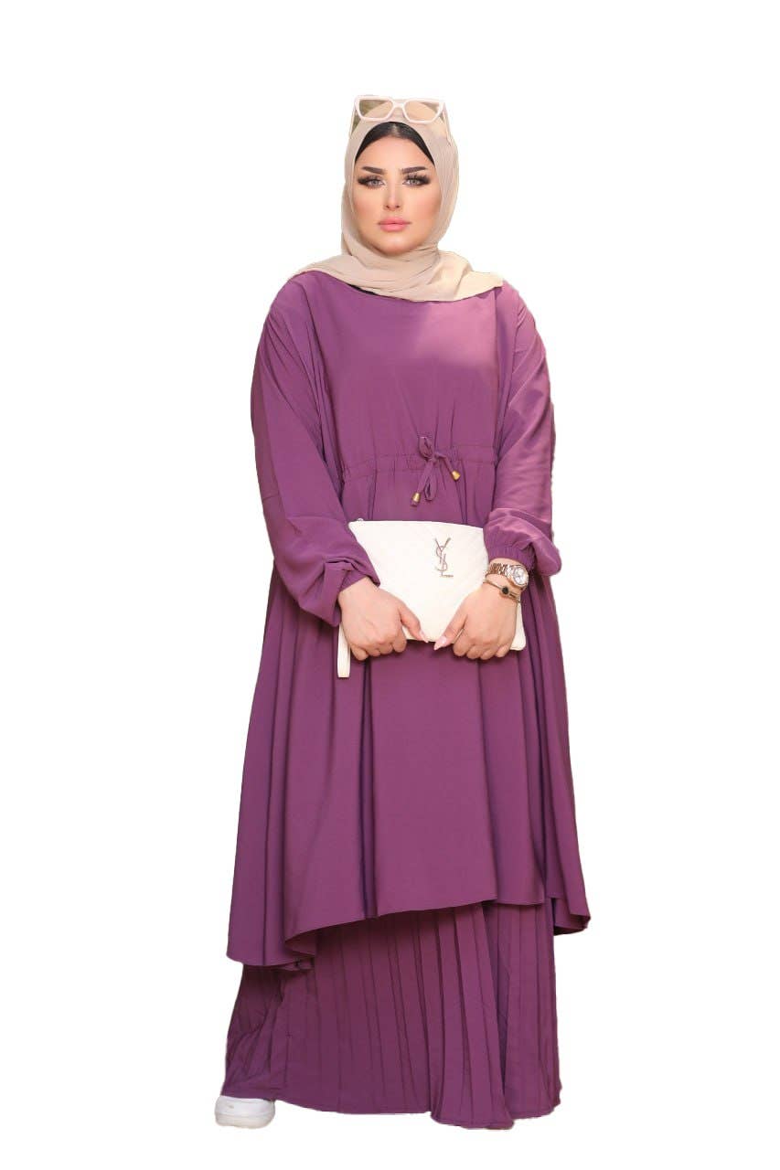 Women's Abaya - Gamal Sons, Royal Crepe, Model 8145, 2 Pieces, Luxury - Purple