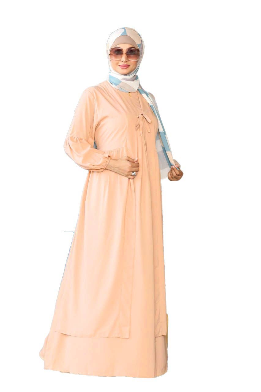 Women's Abaya - Gamal Sons, Royal Crepe, Model 7045, 2 Pieces, Luxury - Beige