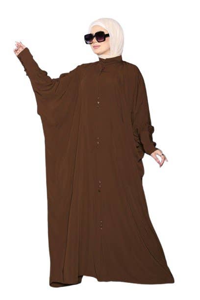 Women's Abaya - Gamal Sons, Royal Crepe, Model 7054, 1 Piece, Luxury - Brown