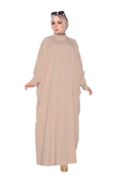 Women's Abaya - Gamal Sons, Royal Crepe, Model 7054, 1 Piece - Dark Beige