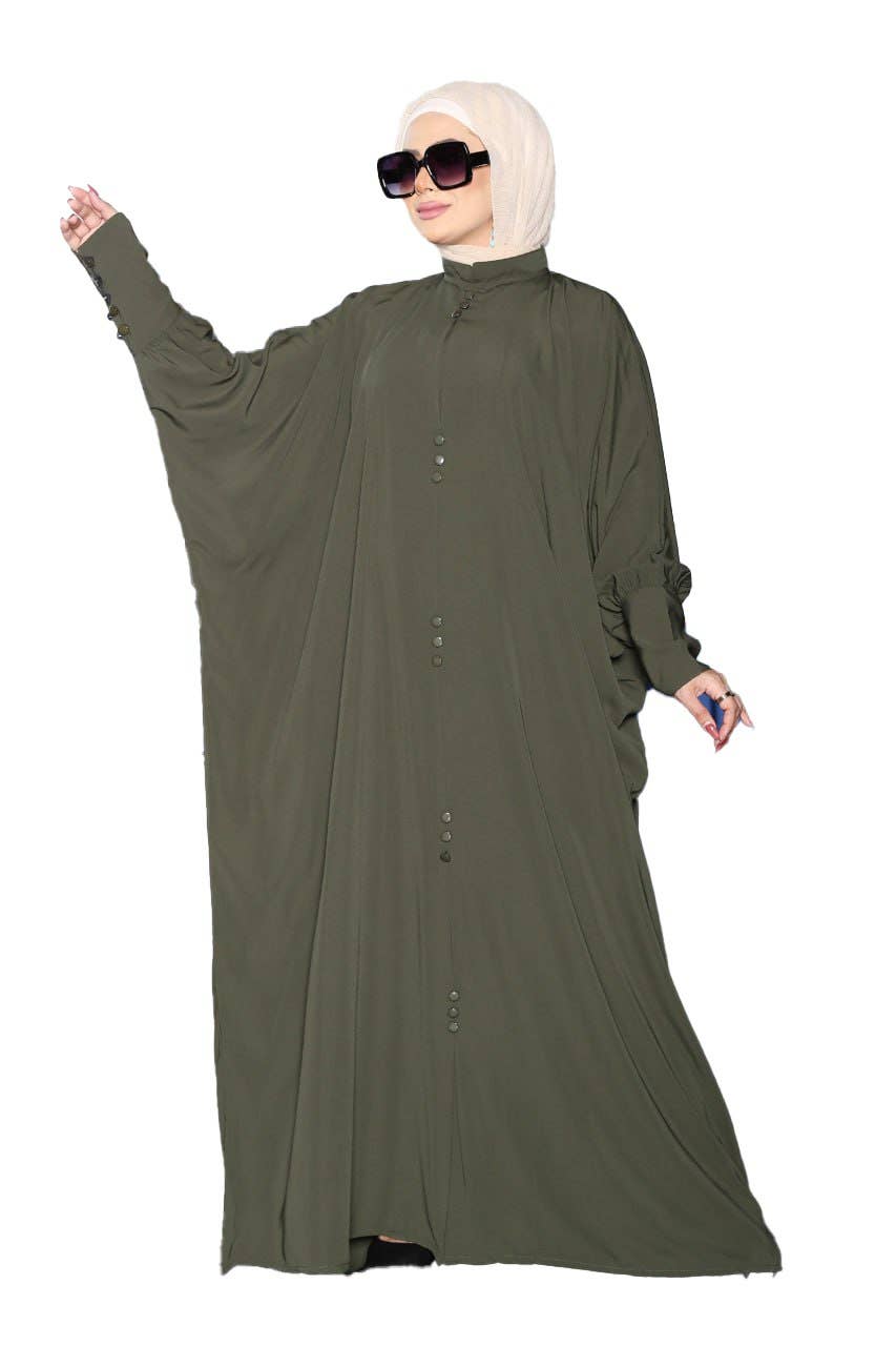 Women's Abaya - Gamal Sons, Royal Crepe, Model 7054, 1 Piece, Luxury - Olive