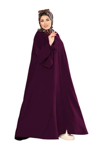 Women's Abaya - Gamal Sons, Royal Crepe, Model 8106, 2 Pieces, Luxury - Dark Purple