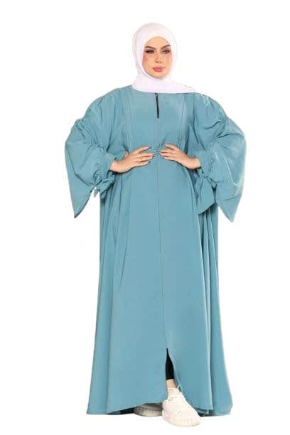 Women's Abaya - Gamal Sons, Royal Crepe, One Size, Suitable up to 80 kg, Model 8106, 2 Pieces, Luxury - Mint Green