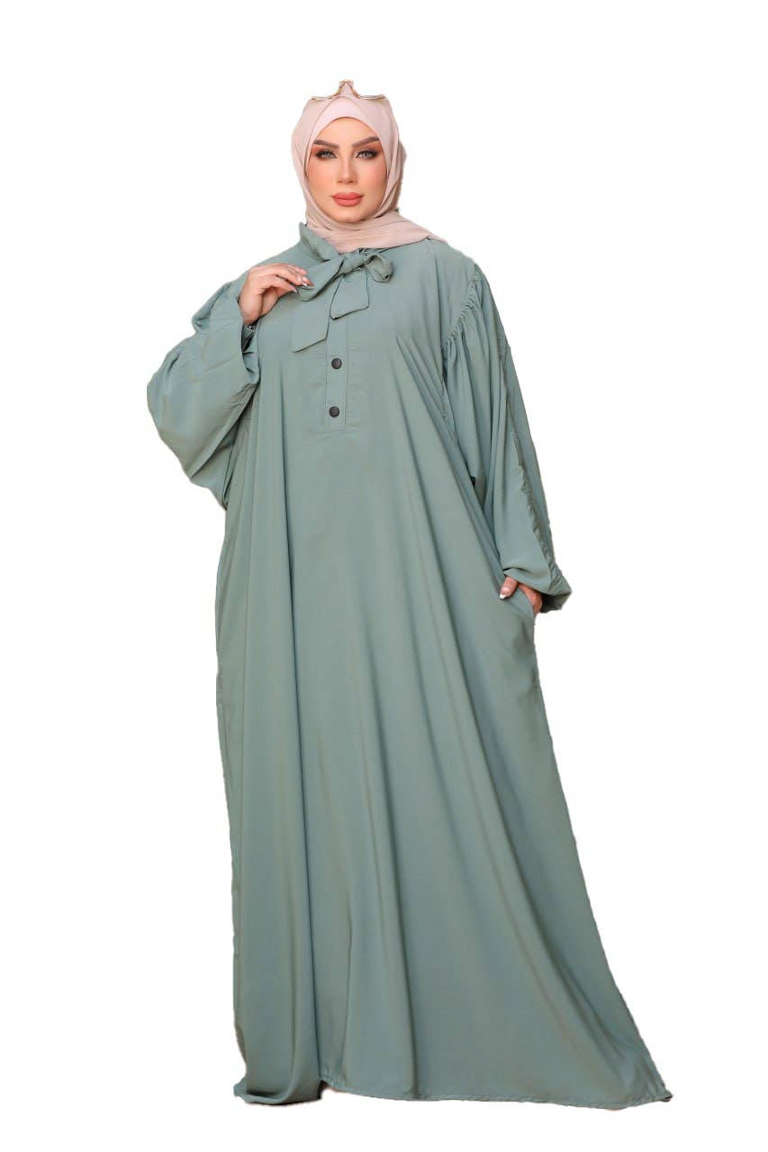 Women's Abaya - Gamal Sons, Royal Crepe, Model 8153, Luxury - Mint Green