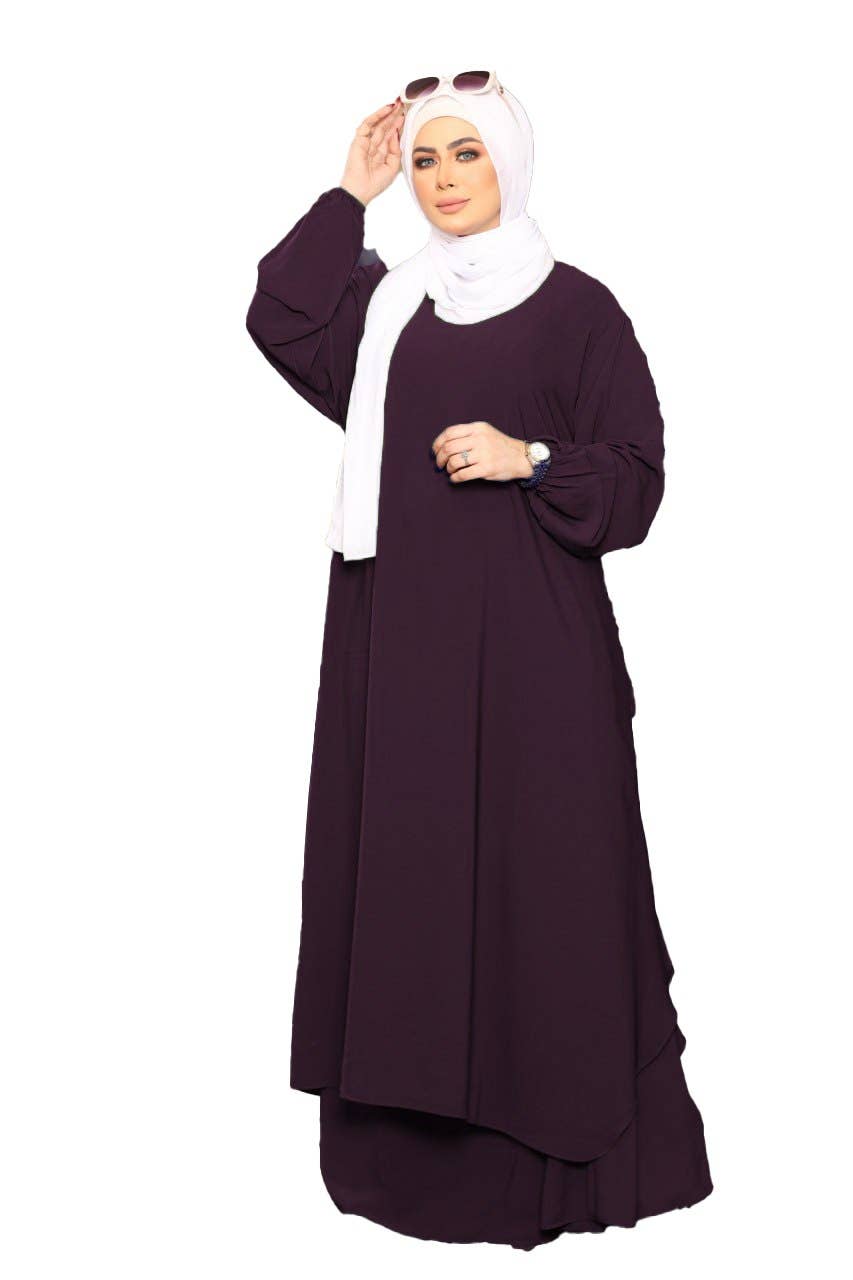 Women's Abaya - Gamal Sons, Model 7065, 3 Pieces - Purple