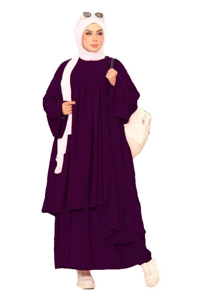 Women's Abaya - Gamal Sons, Model 8088, 2 Pieces, Luxury - Burgundy
