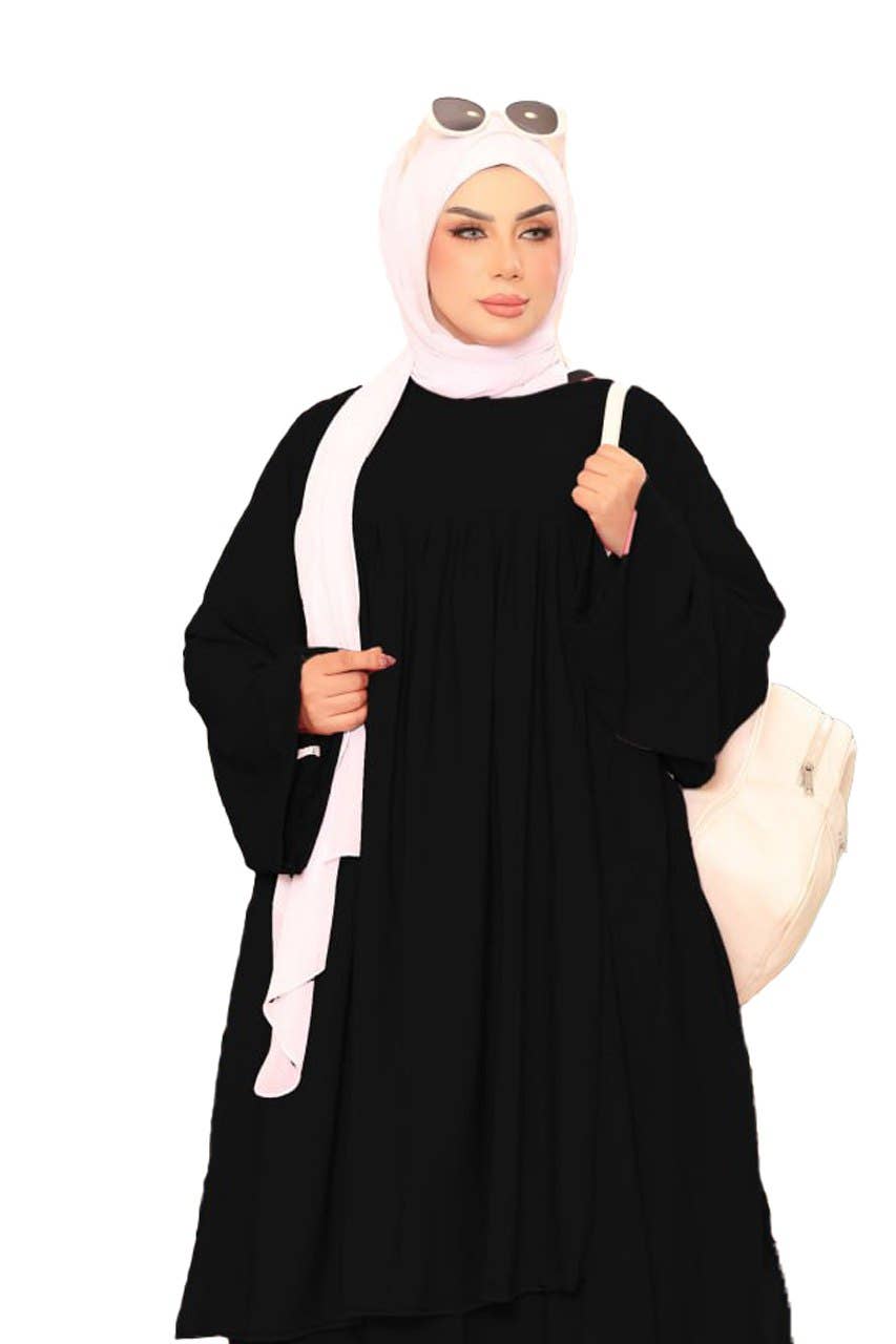 Women's Abaya - Gamal Sons, Royal Crepe, Model 8088, 2 Pieces - Black