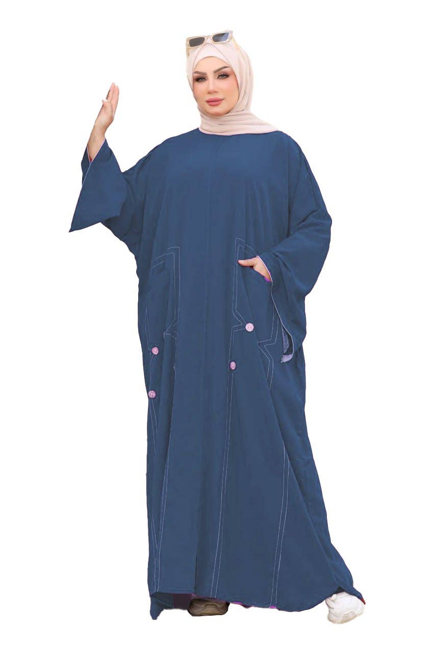 Women's Abaya - Gamal Sons, Royal Crepe, Model 7097 - Blue