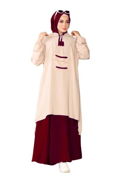 Women's Abaya - Gamal Sons, Model 4064, 2 Pieces, Luxury - Beige
