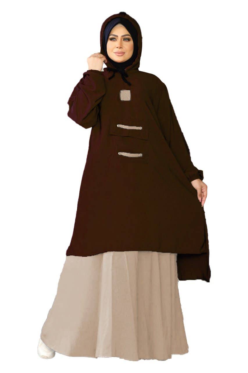 Women's Abaya - Gamal Sons, Royal Crepe, Model 4064, 2 Pieces, Luxury - Burgundy