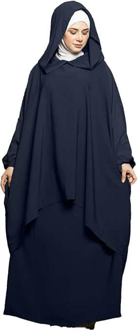 Women's Abaya - Gamal Sons, Royal Crepe, Model 8016, 3 Pieces, Luxury - Navy Blue