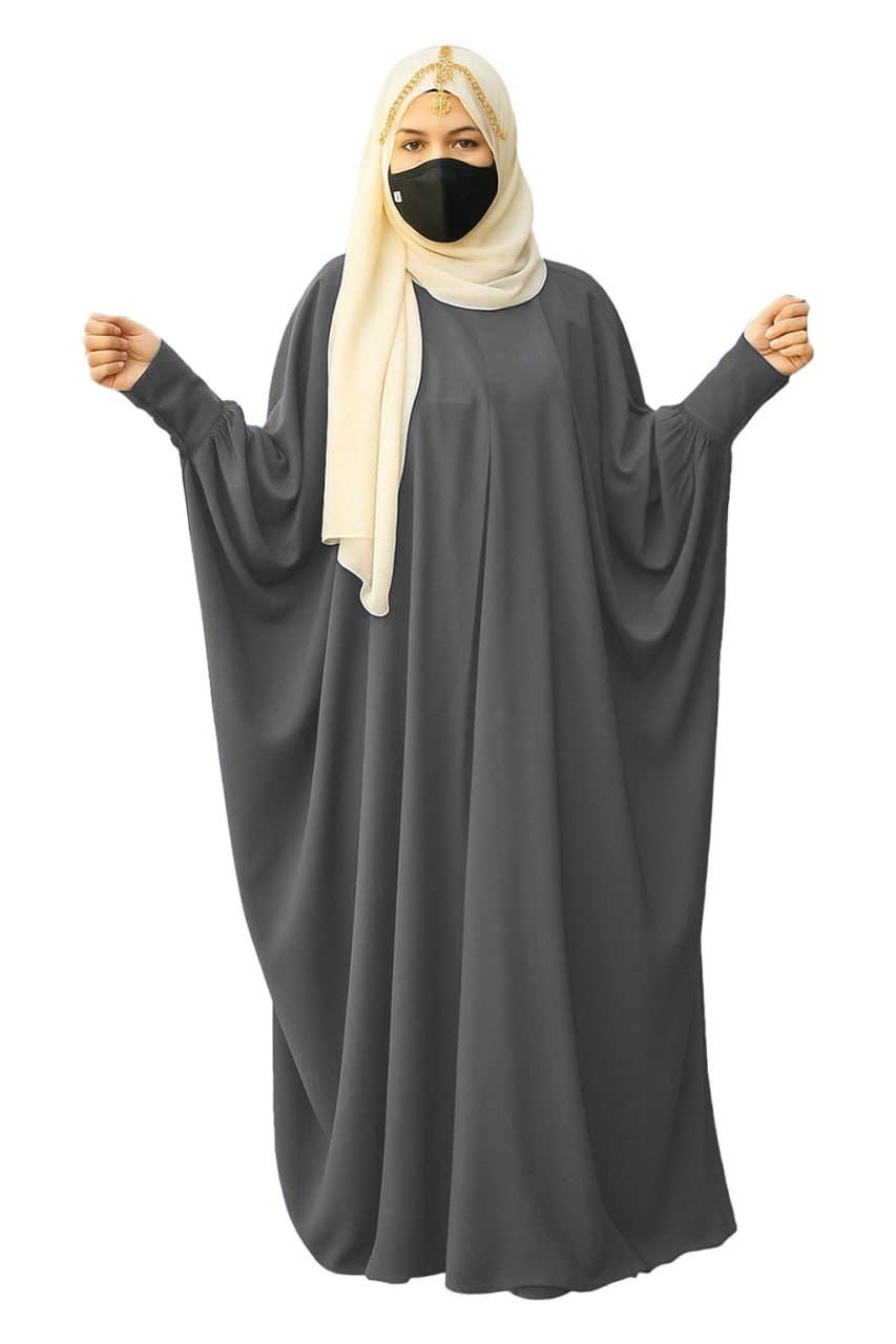 Women's Abaya - Gamal Sons, Royal Crepe, Model 7009, 1 Piece - Gray