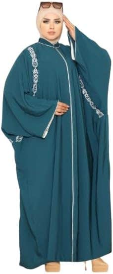 Women's Abaya - Gamal Sons, Royal Crepe, Model 8213, 1 Piece, Luxury - Petrol Blue