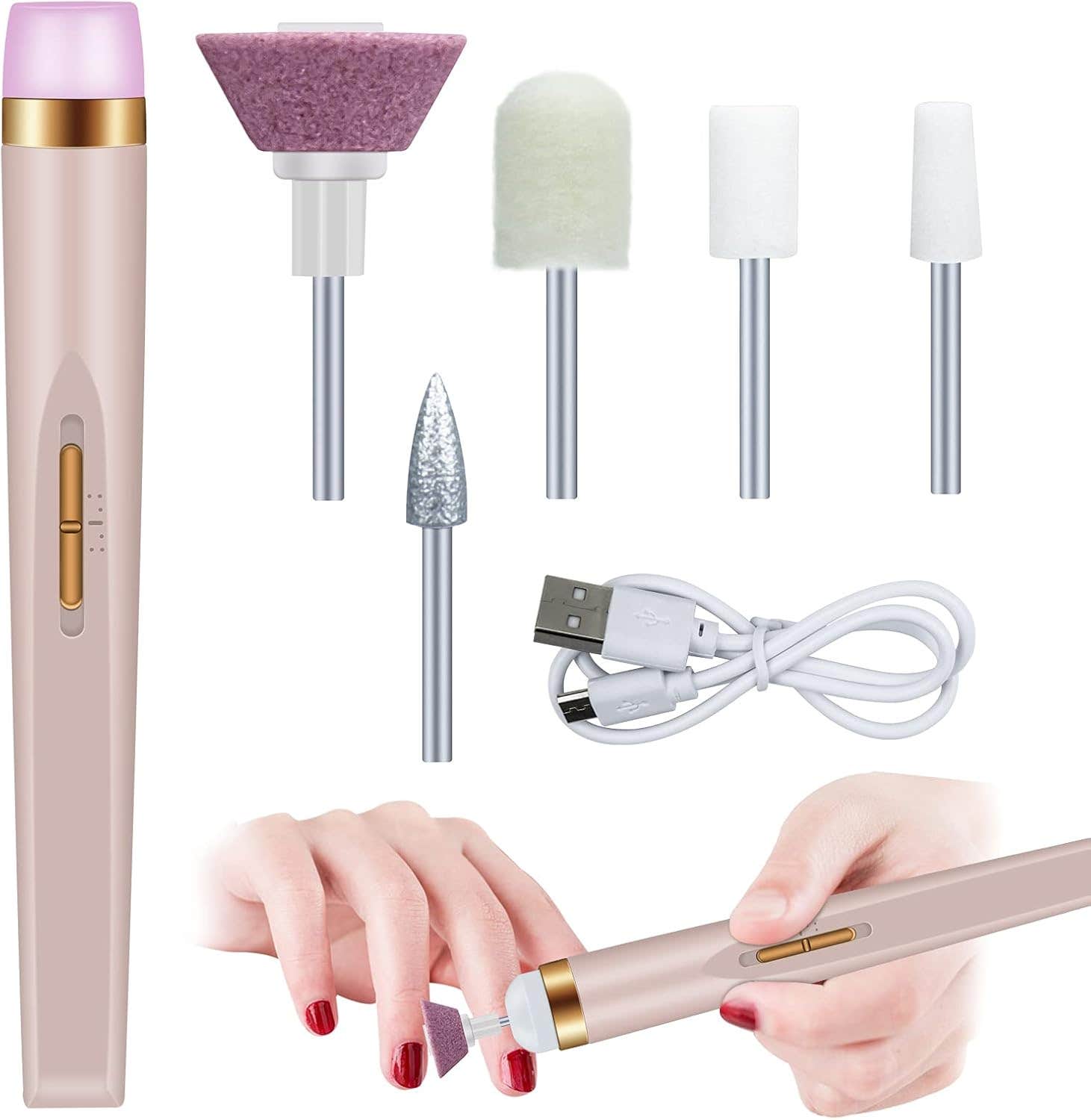 Electric Nail Drill, Nail Drill Machine with USB Charging, E-file Electric Nail File 2 Adjustable Speeds, Suitable for Acrylic Nails, Home and Salon use