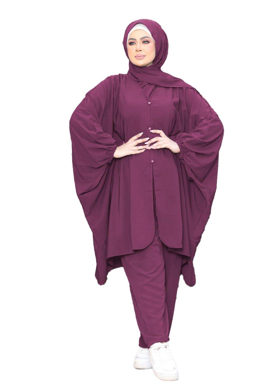 Women's Tunic - Gamal Sons, Royal Crepe, Model 7078, 3 Pieces - Burgundy