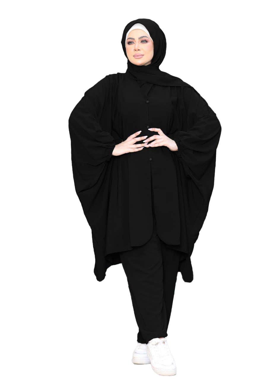 Women's Tunic - Gamal Sons, Royal Crepe, Model 7078, 3 Pieces - Black