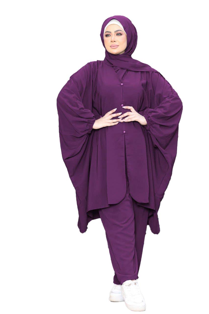 Women's Tunic - Gamal Sons, Royal Crepe, Model 7078, 3 Pieces - Purple