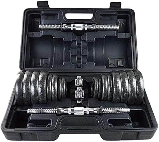 30kg Chrome Dumbbell Set with Connecting Bar & Case