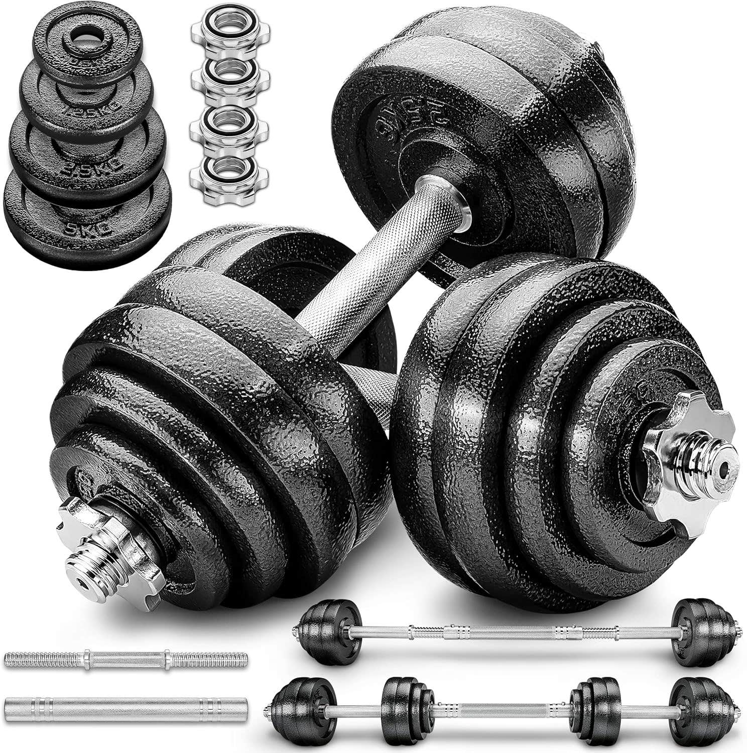 2 in 1 Dumbbell Set 15-30 kg | Adjustable Cast Iron Dumbbell Set | Dumbbells & Barbells | Star Hooks and Connecting Tube
