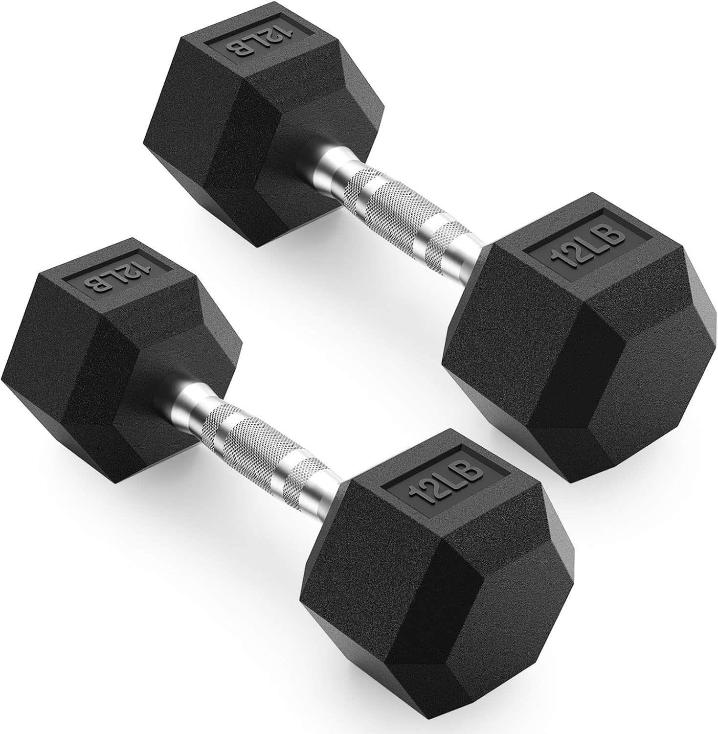 PAPABABE Dumbbells Set of 2 12lbs Dumbbells Pair, 12 Pounds Hand Weights for Women Men at Home, Free Weights Dumbbells Set for Home Gym Equipment, Pesas Mancuernas para Ejercicios de Hombre Casa.