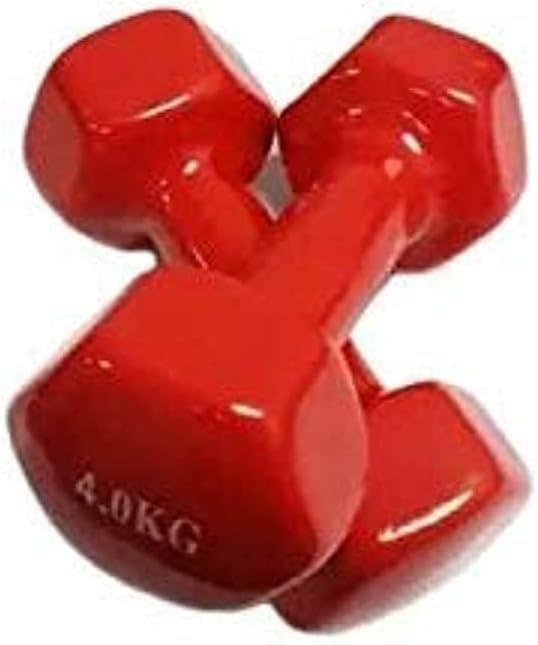 Vinyl Double Dumbbell - 4 Kg, Set of 2 - Red