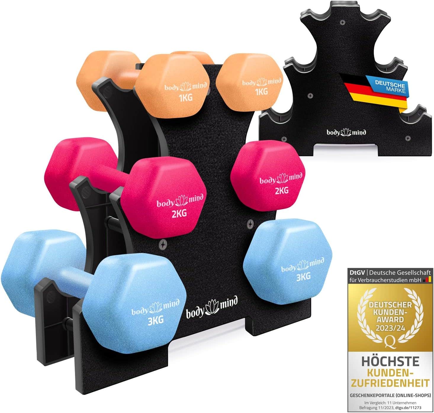 Body & Mind Dumbbells Set of 2 Gymnastic Dumbbells Dumbbells Dumbbells Effective Strength Training with Different Weights, Fitness Workout for Home