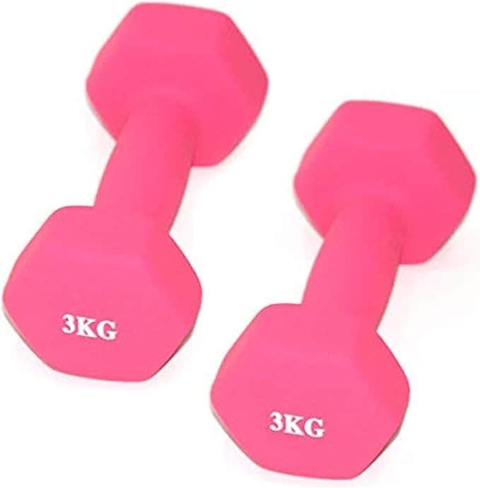 one year warranty_Weights Dumbbell set, weight 3 kg in 2, pink