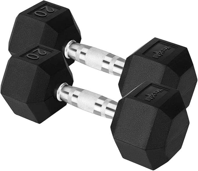 Cast Iron - Chrome Grip Hex Dumbbell 20 lbs - Pair