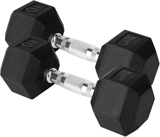 Cast Iron - Chrome Grip Hex Dumbbell - 10 lbs - Pair