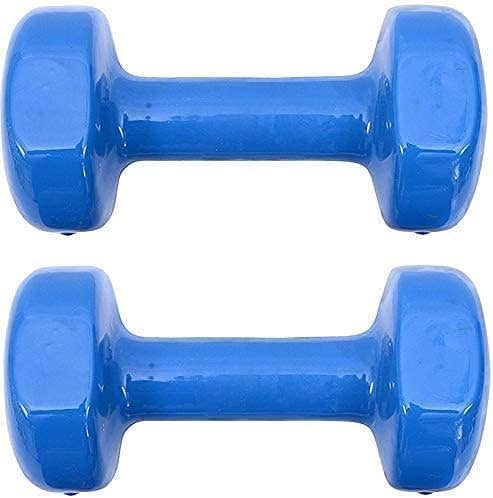 Deluxe Vinyl Dumbbell Hand Weight Set, Non-Slip, Hexagon Shape Neoprene Dipping Dumbbells Set, Assorted Colors for home gym - 1KG x 2