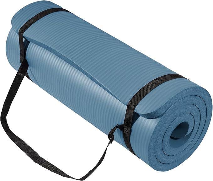 Yoga Mat 1-Inch Extra Thick High-Density Exercise Mat with Non-Slip Surface & Carry Strap for Men & Women Tear-Resistant Pilates Workout Mat for Home Gym, Floor Fitness, Dark Blue