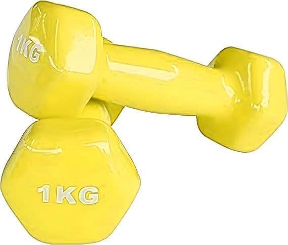 Yellow Vinyl Coated Dumbbells - Set of 2 (1kg each)009