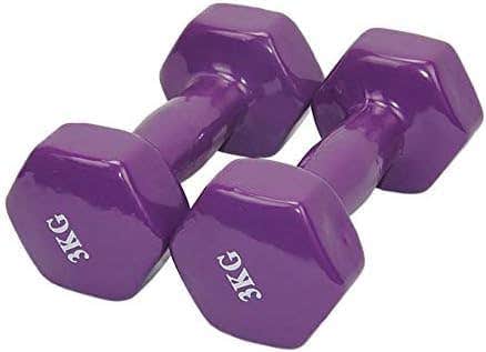 Double Dumbbells Vinyl - 3 KG, Set of 2 Pieces - Purple_ with two years guarantee of satisfaction and quality