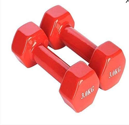 Double Dumbbells Vinyl - 3 KG, Set of 2 Pieces - Red_ with two years guarantee of satisfaction and quality