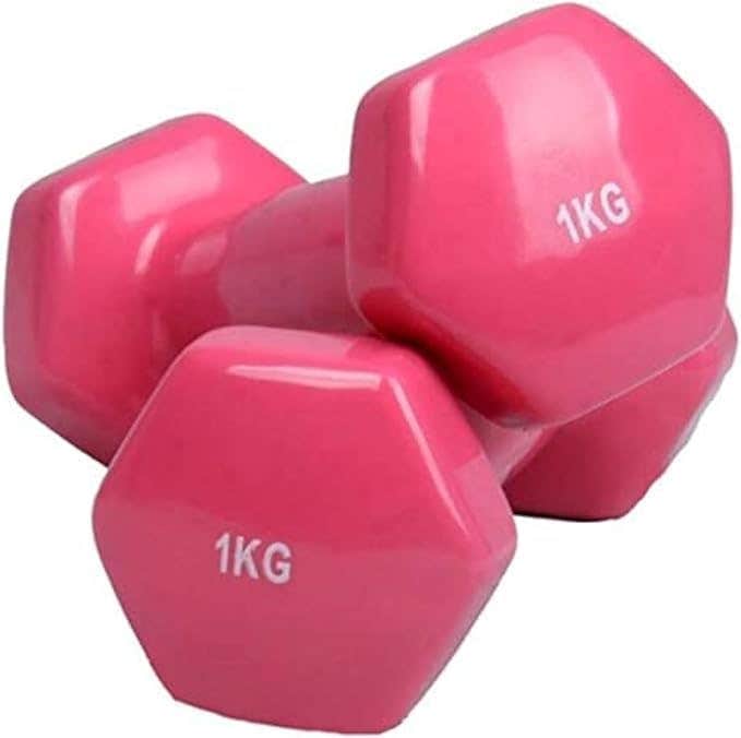 Double dumbbells vinyl - 1KG- Set of 2PCS- Pink_ with two years guarantee of satisfaction and quality