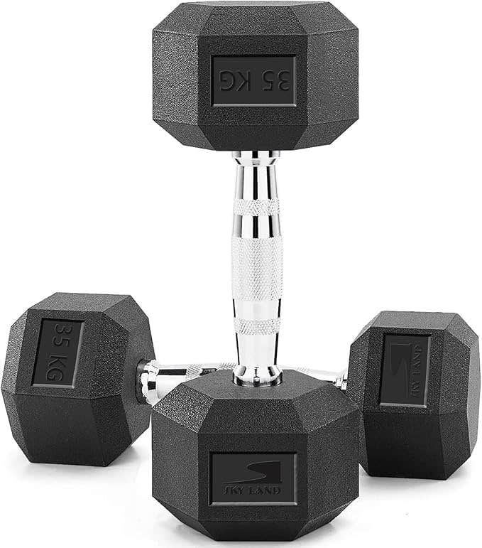 70kg Rubber Coated Hex Dumbbells Set | Strength Training Equipment