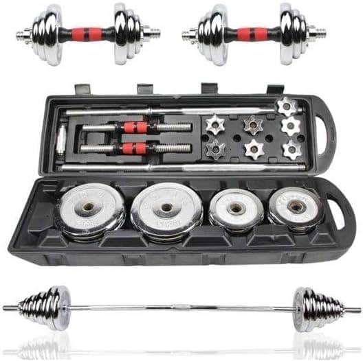 Dumbbell & Barbell Set, 1 Rod & 2 Bar (50kg) (2) Dumbbell Handles, (1) Barbell (consisting of 3 pieces)
