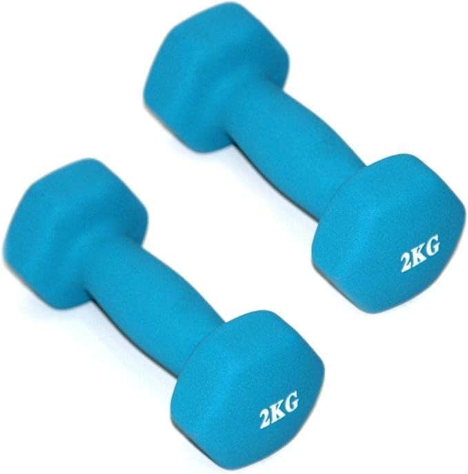 Dumbbell weight range, weight 2k in 2, light blue