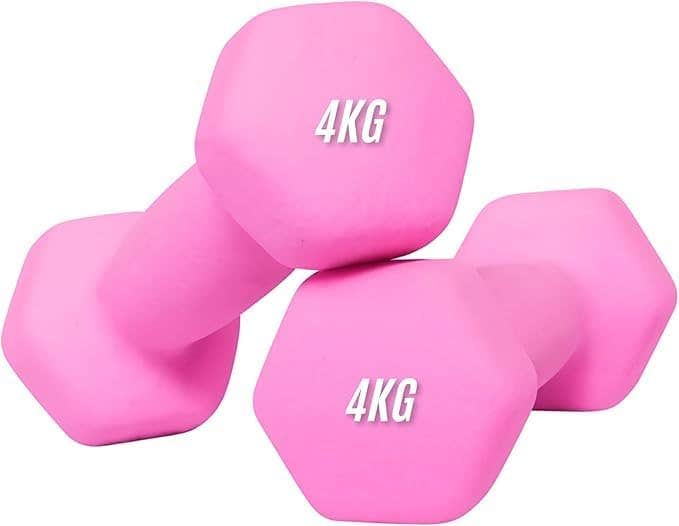 Dumbbells Weights Iron Hand Pair Aerobic Workout Fitness Home Gym | Comfortable To Hold and Soft on Floors Excellent Fitness Accessories For Toning and Strength Workouts (Pink, 4kg Pair)