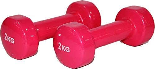 one year warranty_Vinyl Dumbbell Classical Head 2 Kgx2 - Light Red, 2724289200095