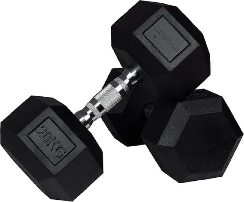 M-Store Hexagonal Dumbbells20k – Durable Rubber-Coated Free Weights for Strength Training & Gym Workouts
